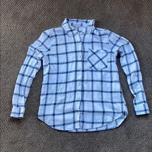 white and blue flannel